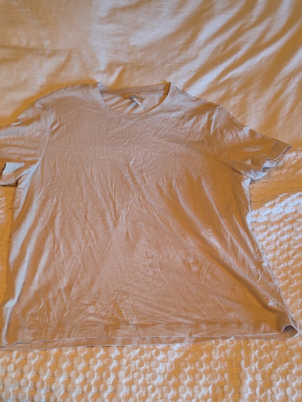 Crew Neck Silk Blend T-Shirt - Light Gray Lg